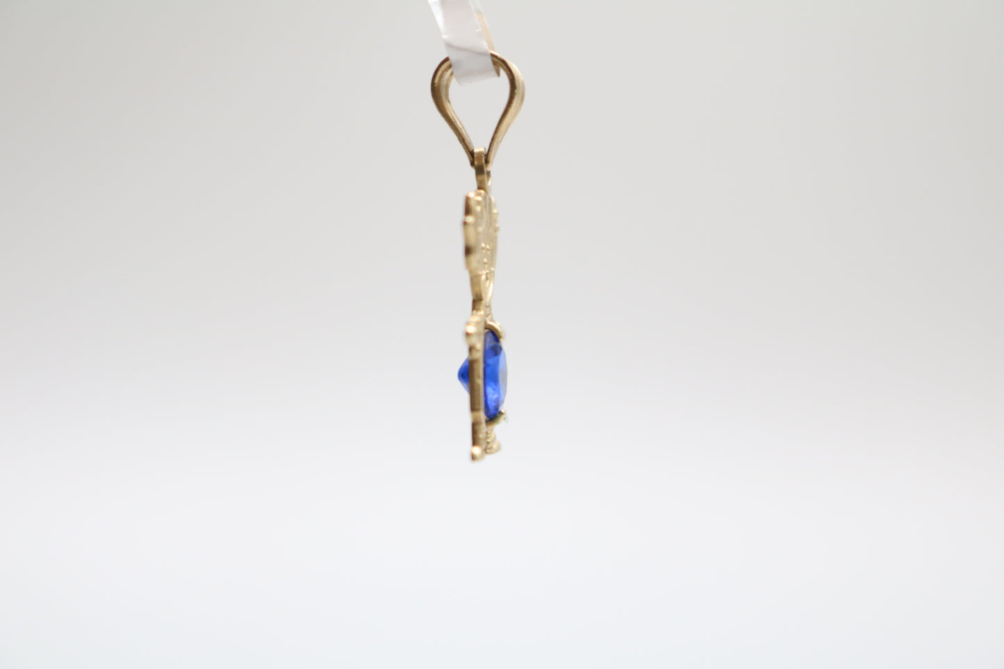 14K Yellow Gold Girl Charm With Blue Sapphire (1.0 Grams)