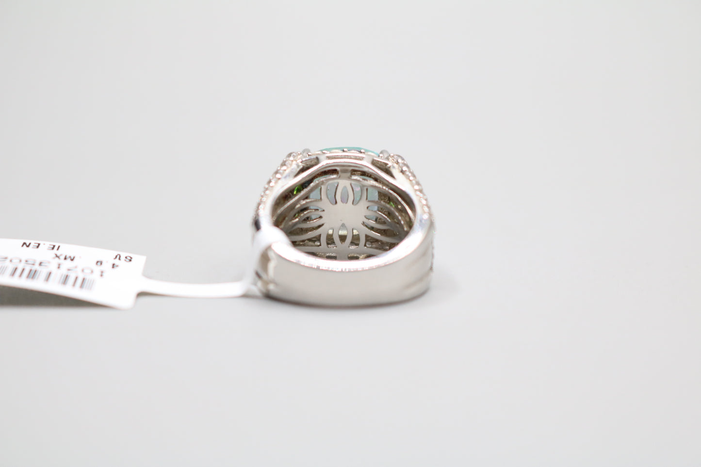 Sterling Silver Multi-Color Halo Ring (Size 4)
