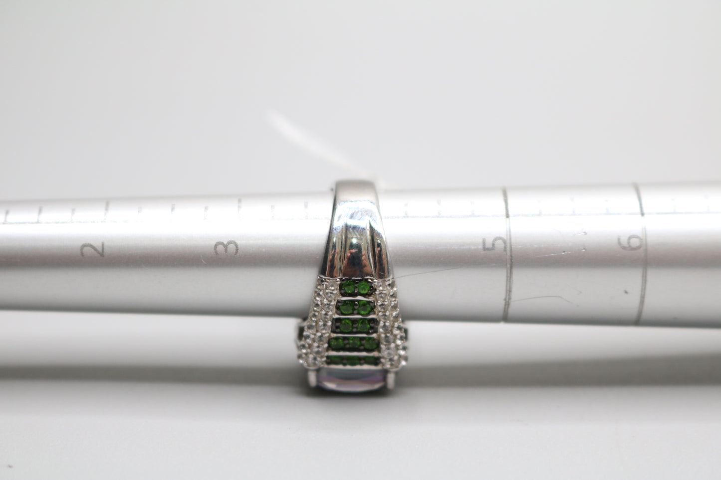 Sterling Silver Multi-Color Halo Ring (Size 4)