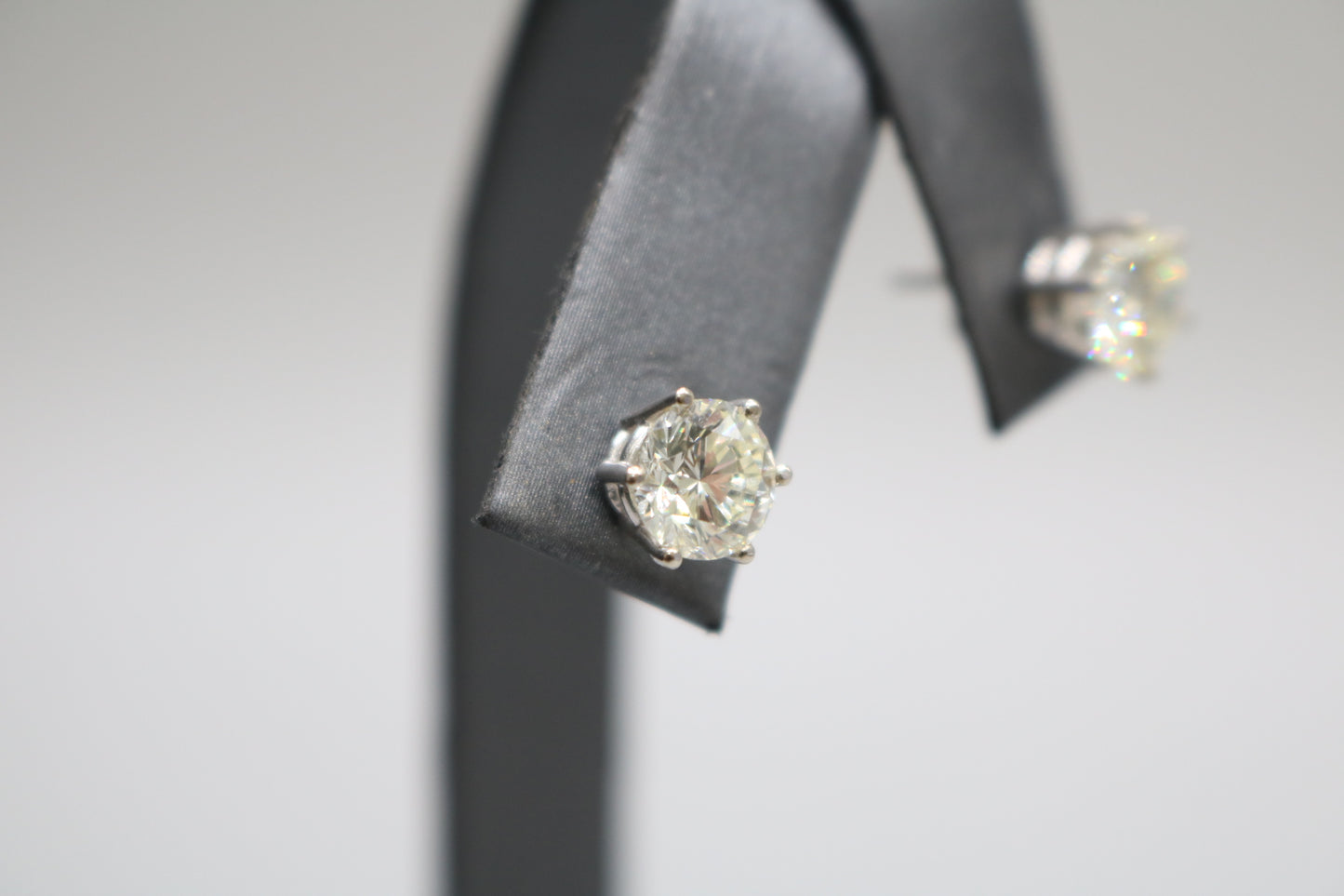 14K White Gold Classic 6 Prongs Diamond Stud Earrings (2.38 CTW) (Local Purchase Only)