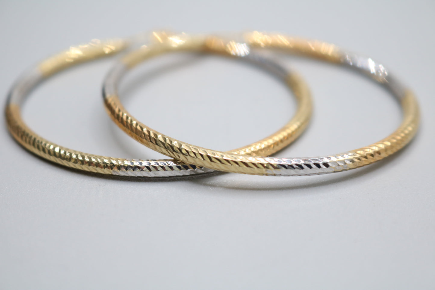 14K 3 Tone Hoop Style Pair Of Earrings (5.0 Grams)
