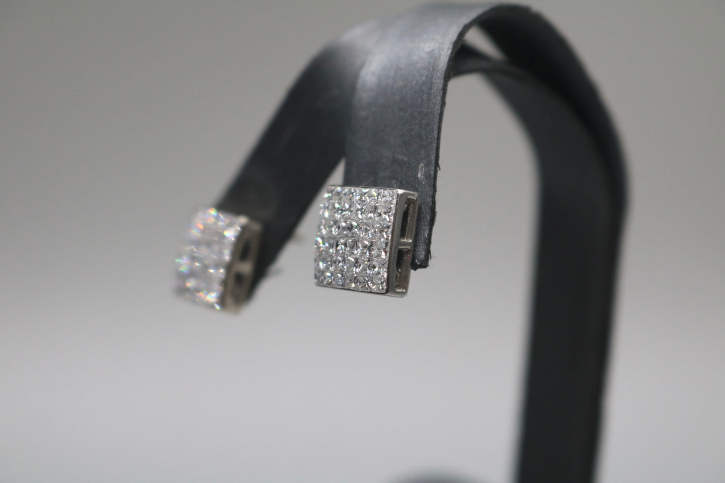 14K White Gold 2.80 CTW Invisible Set Princess Cut Diamond Earrings