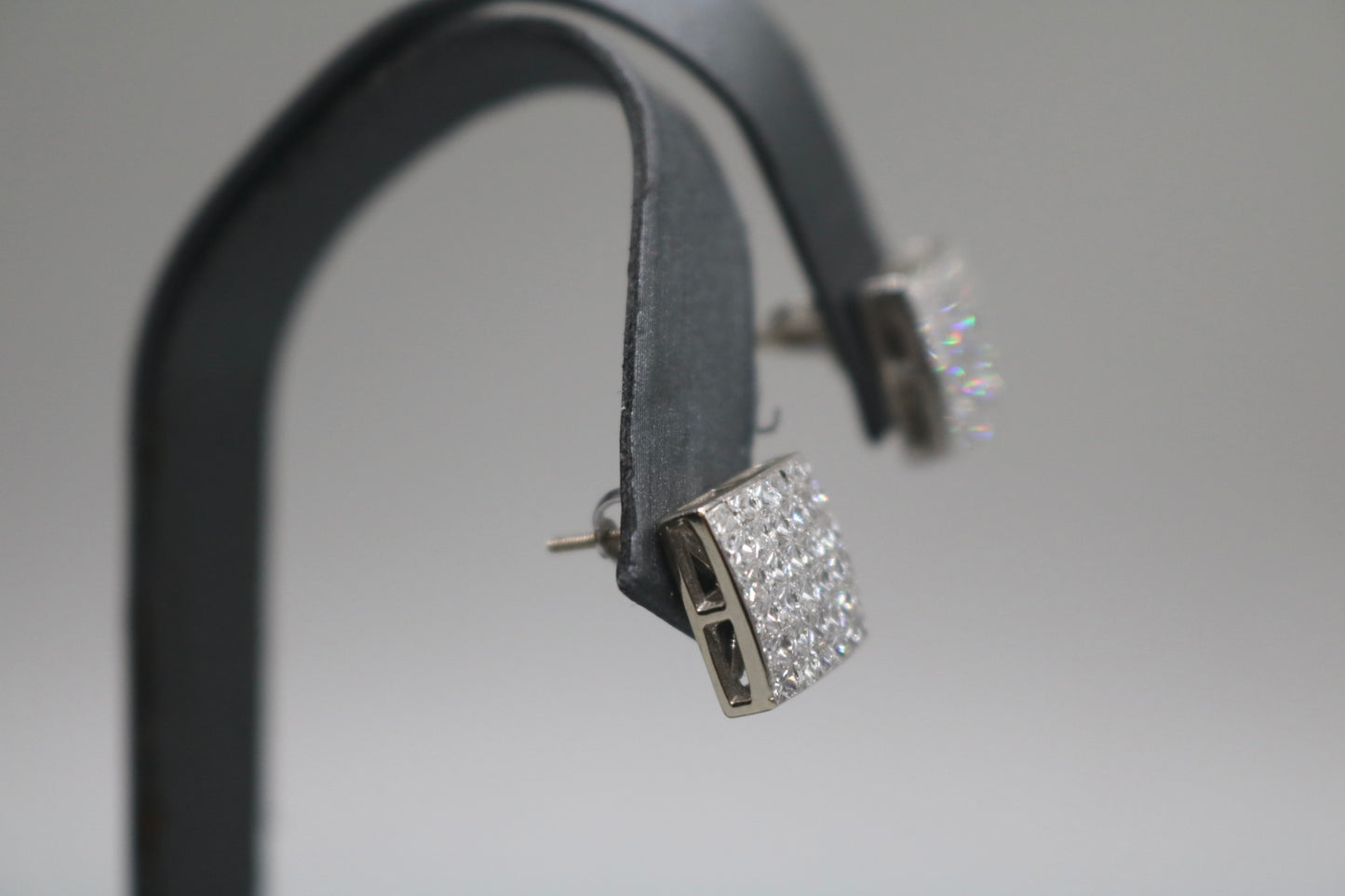 14K White Gold 2.80 CTW Invisible Set Princess Cut Diamond Earrings