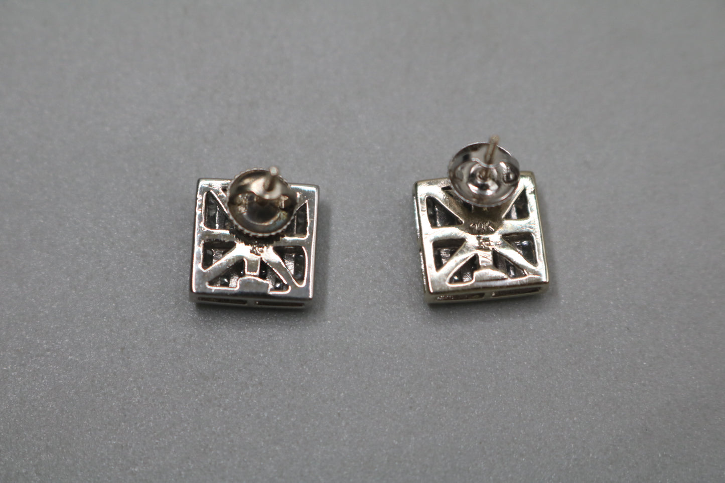 14K White Gold 2.80 CTW Invisible Set Princess Cut Diamond Earrings