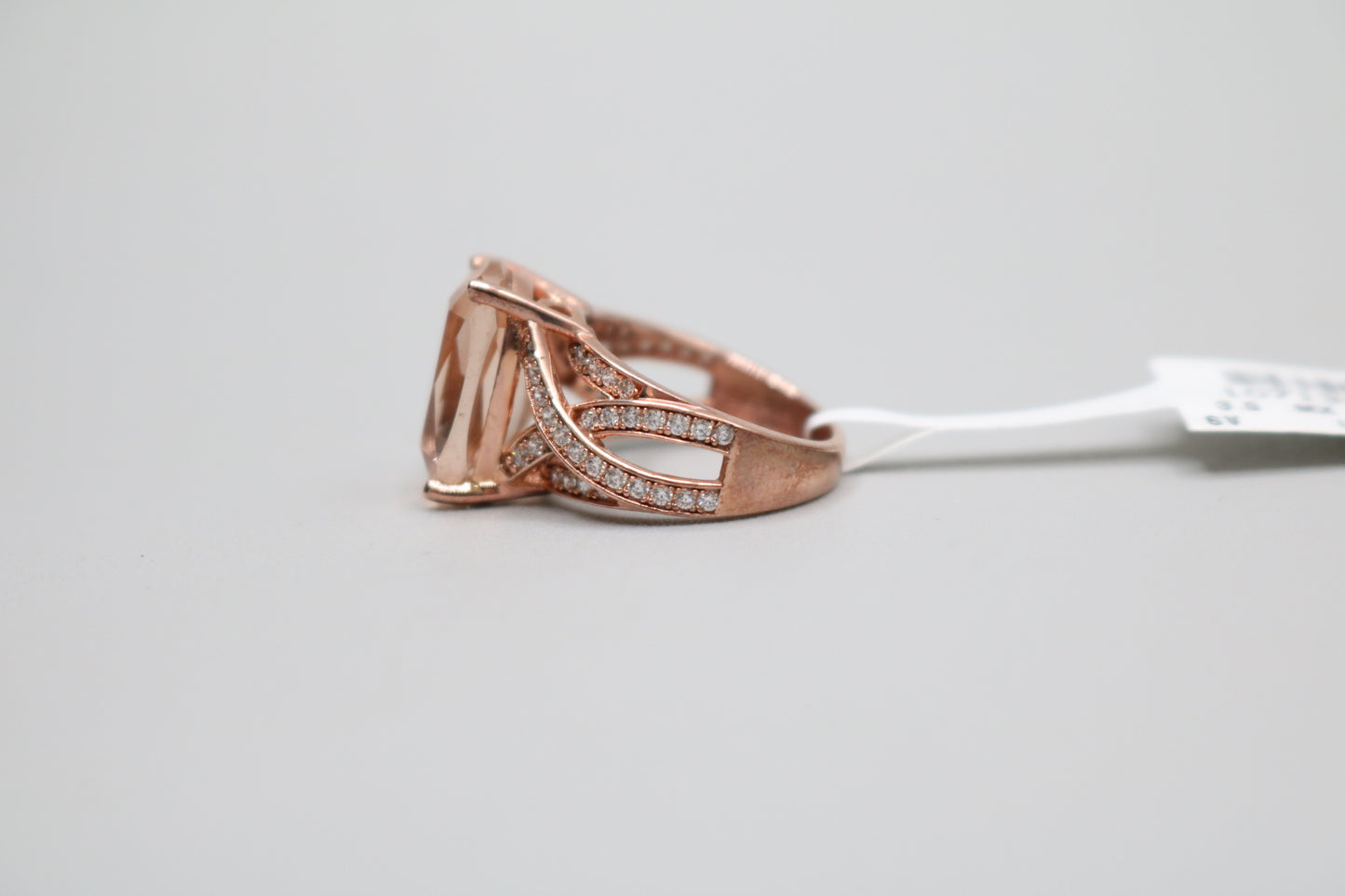 Sterling Silver Rose Tone Halo Ring (Size 4 3/4)