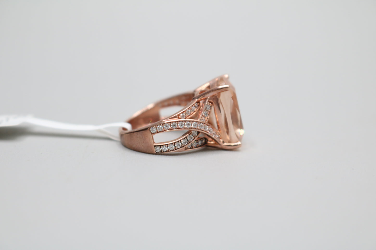 Sterling Silver Rose Tone Halo Ring (Size 4 3/4)
