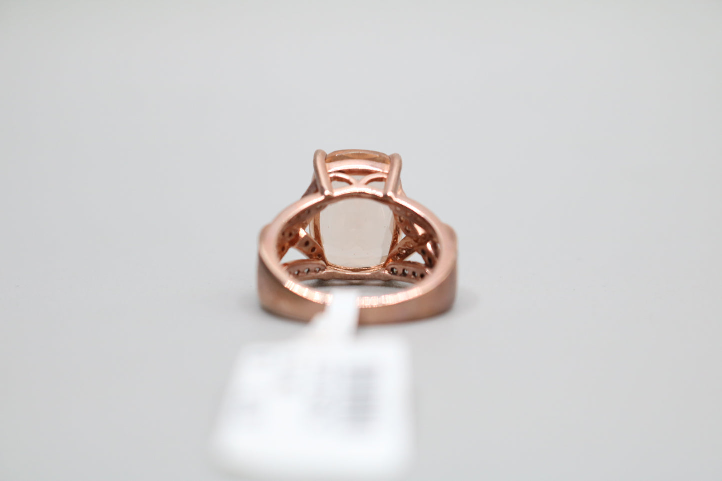 Sterling Silver Rose Tone Halo Ring (Size 4 3/4)