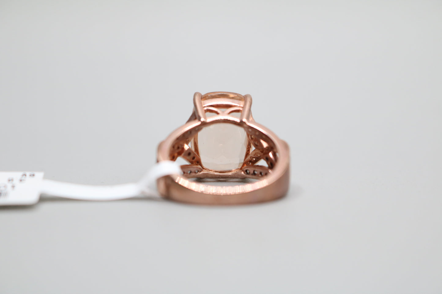 Sterling Silver Rose Tone Halo Ring (Size 4 3/4)