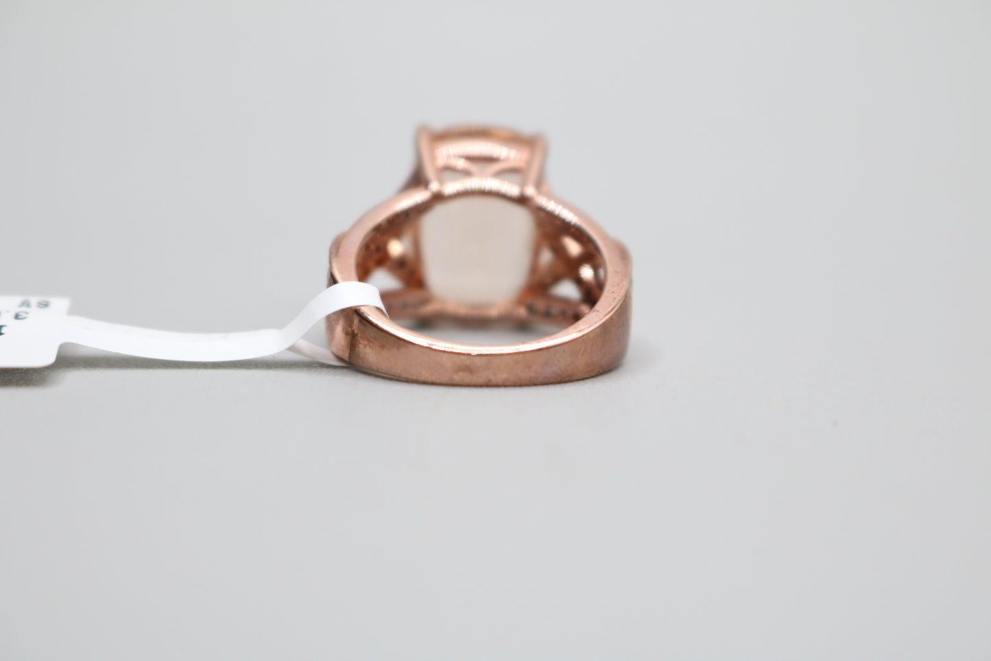 Sterling Silver Rose Tone Halo Ring (Size 4 3/4)