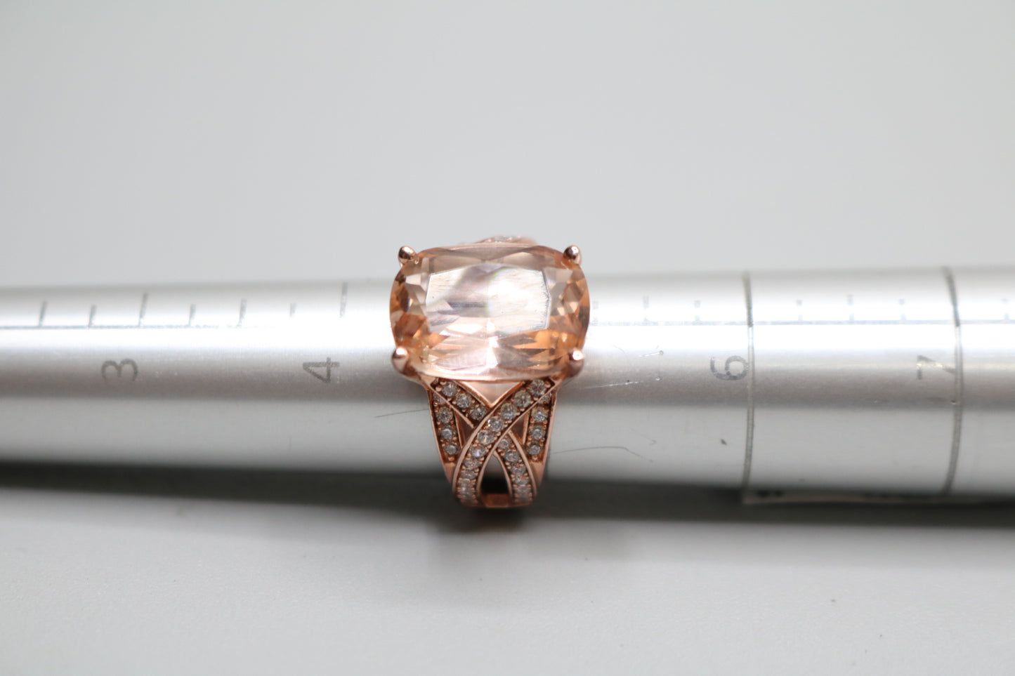 Sterling Silver Rose Tone Halo Ring (Size 4 3/4)