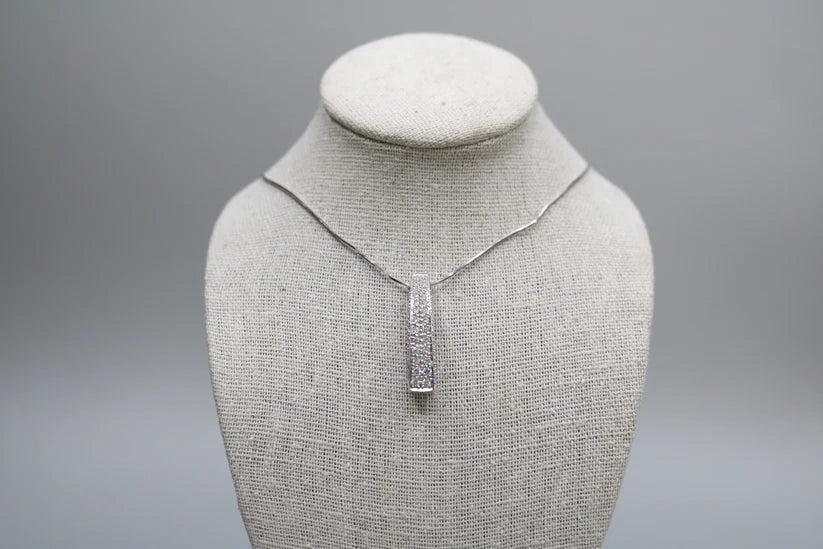 14K White Gold Box Chain with 14K White Gold Fancy Arc Charm (0.66CTW)