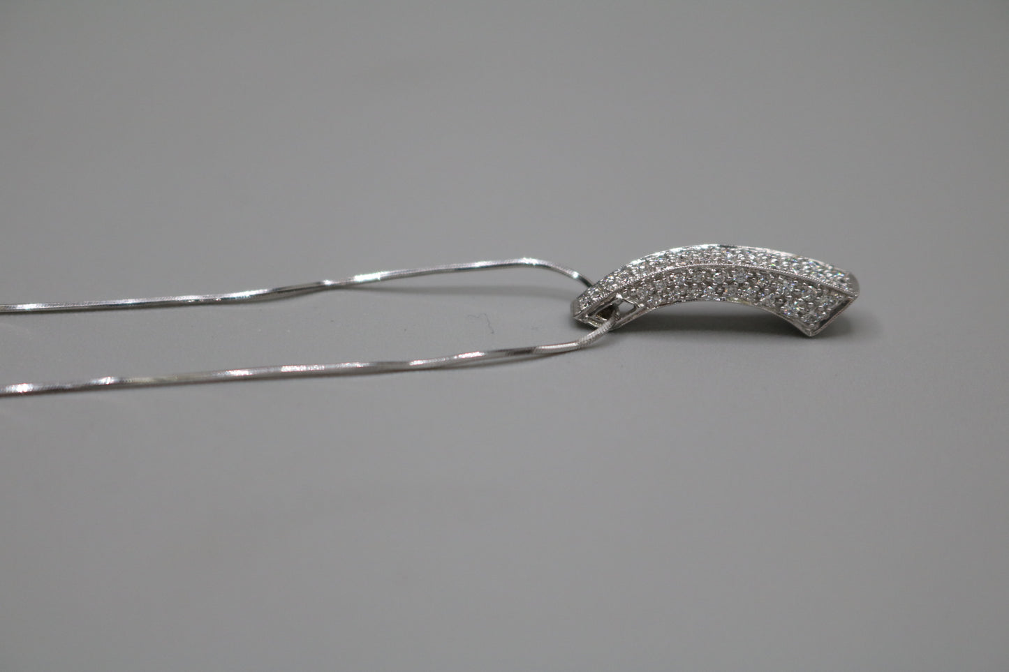 14K White Gold Box Chain with 14K White Gold Fancy Arc Charm (0.66CTW)