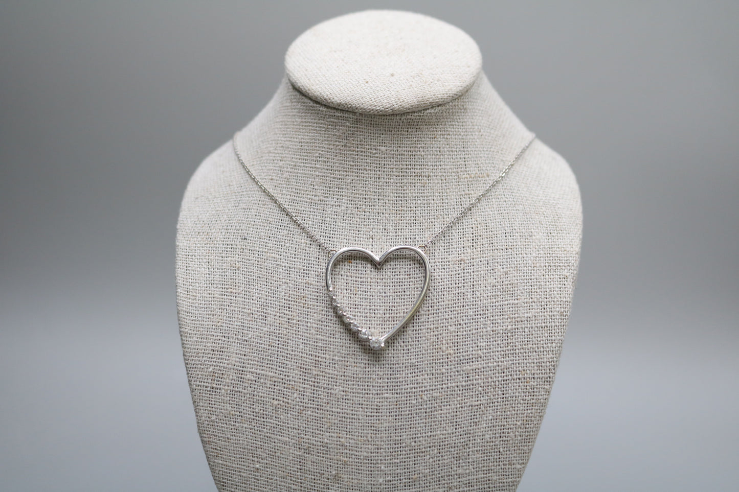 14K White Gold Cable Necklace with a 14K White Gold Diamond Heart Charm (0.26 CTW)
