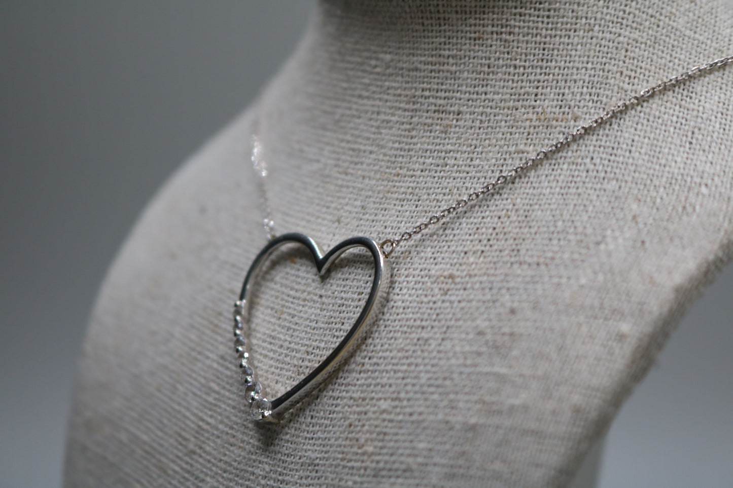 14K White Gold Cable Necklace with a 14K White Gold Diamond Heart Charm (0.26 CTW)