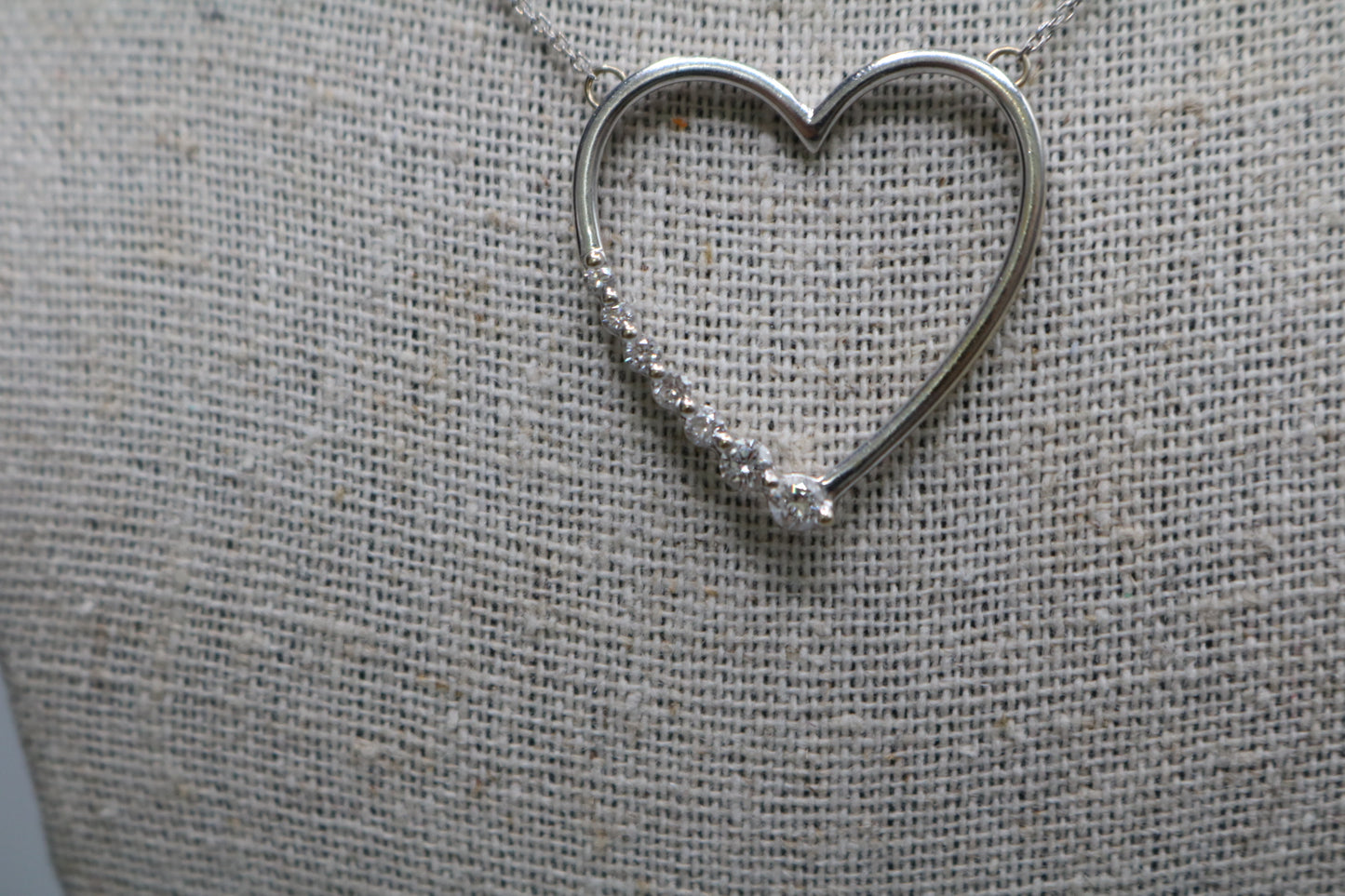 14K White Gold Cable Necklace with a 14K White Gold Diamond Heart Charm (0.26 CTW)
