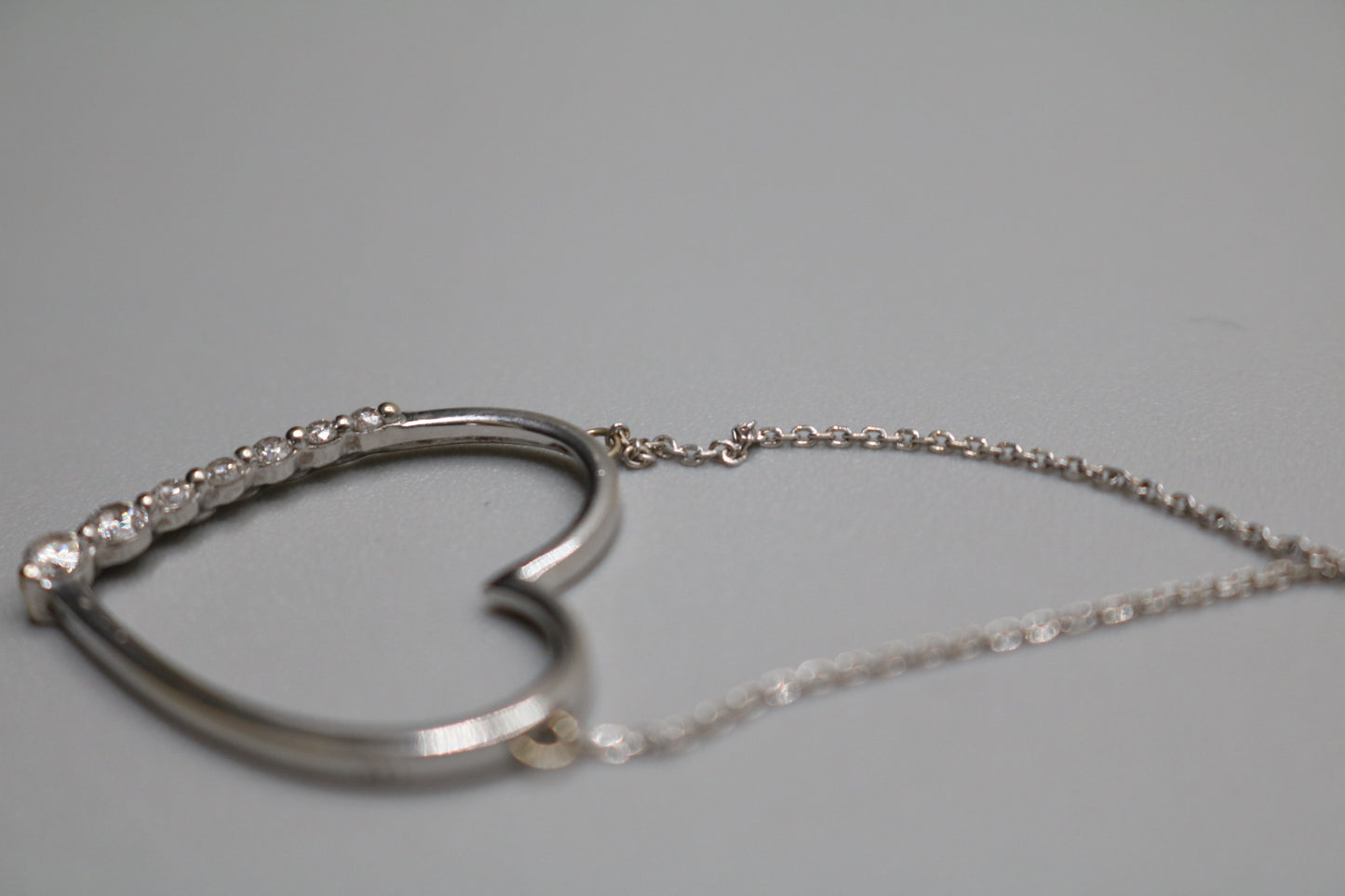 14K White Gold Cable Necklace with a 14K White Gold Diamond Heart Charm (0.26 CTW)