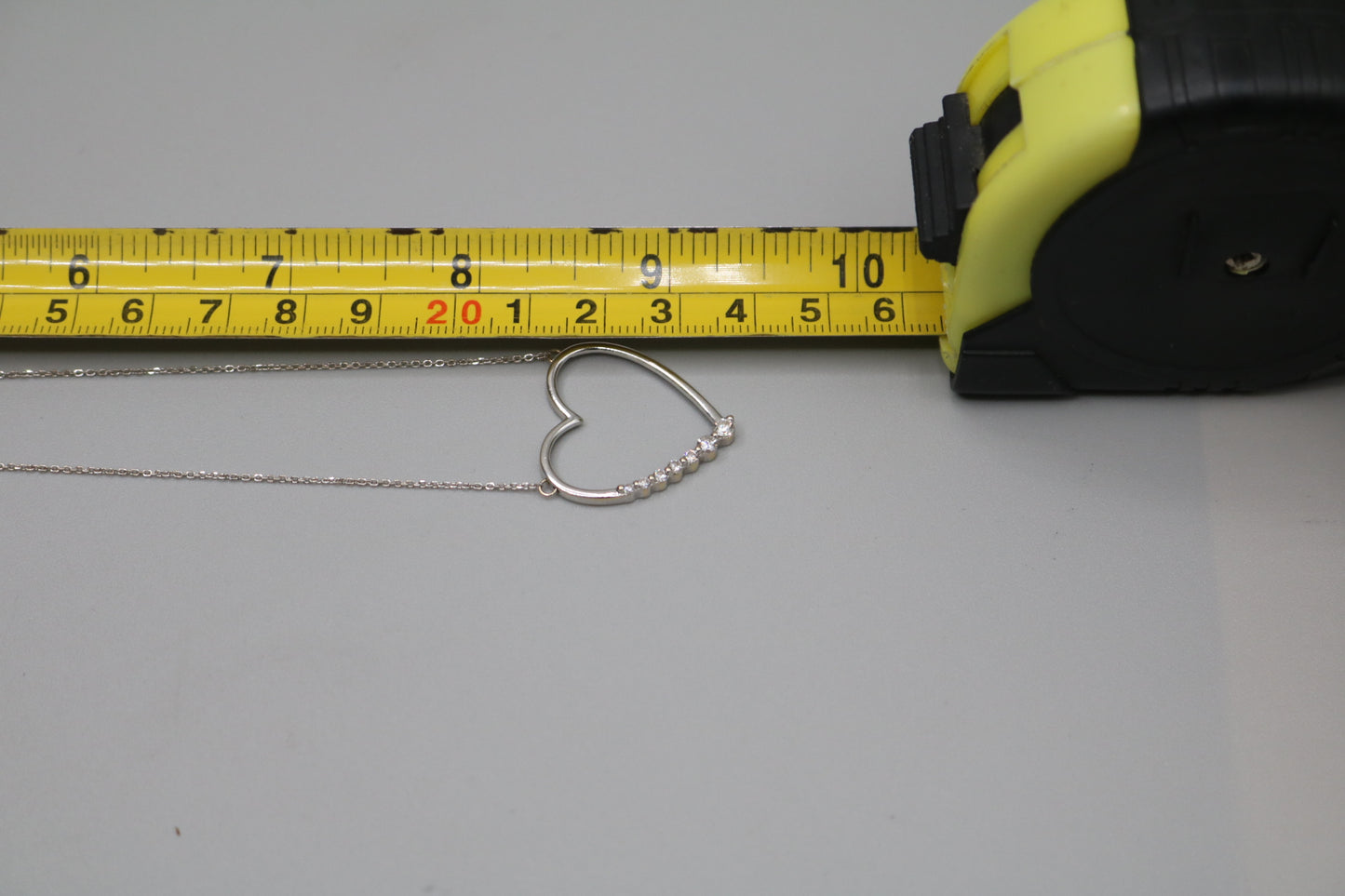 14K White Gold Cable Necklace with a 14K White Gold Diamond Heart Charm (0.26 CTW)