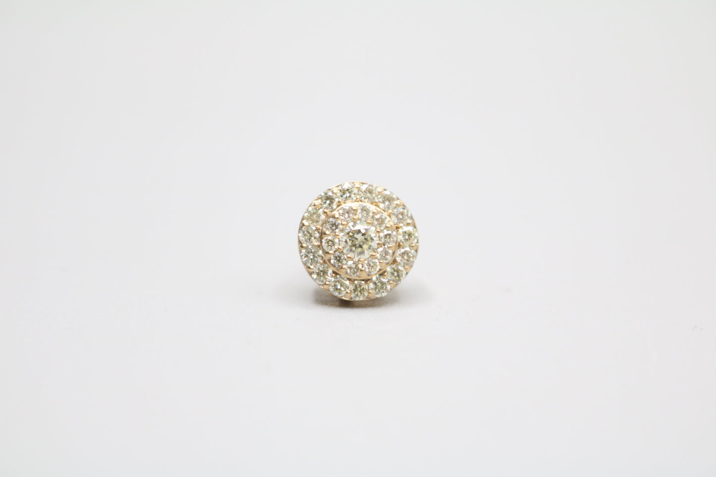 10K Yellow Gold Single Double Halo Diamond Stud Earring (.65CTW)
