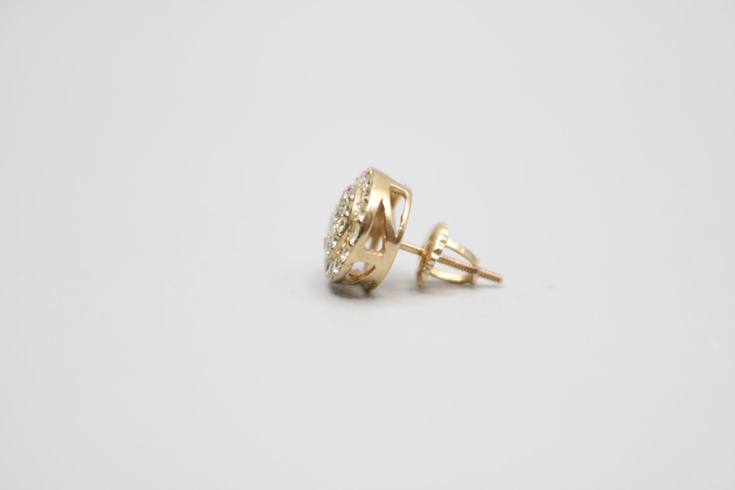 10K Yellow Gold Single Double Halo Diamond Stud Earring (.65CTW)