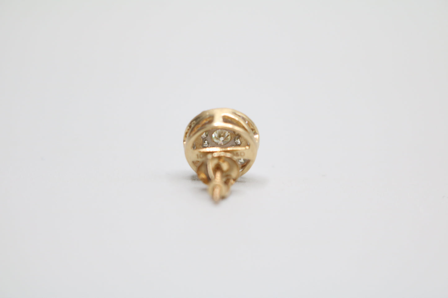 10K Yellow Gold Single Double Halo Diamond Stud Earring (.65CTW)