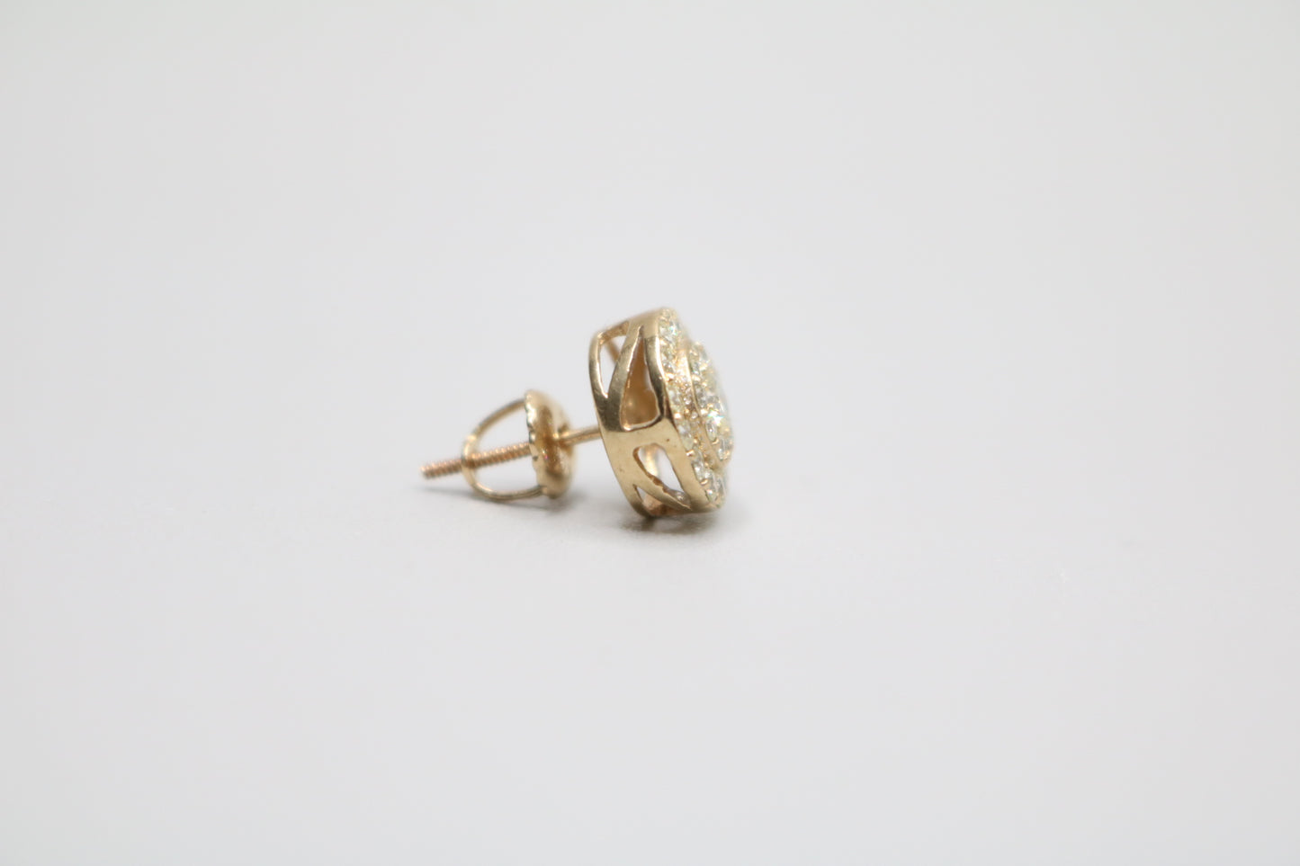 10K Yellow Gold Single Double Halo Diamond Stud Earring (.65CTW)