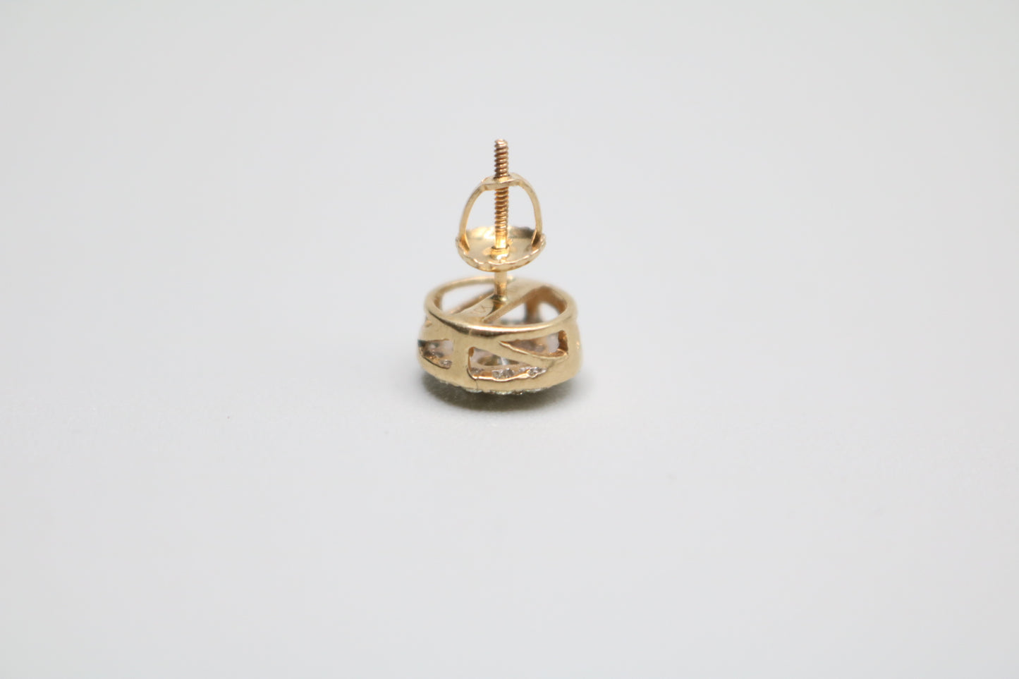 10K Yellow Gold Single Double Halo Diamond Stud Earring (.65CTW)