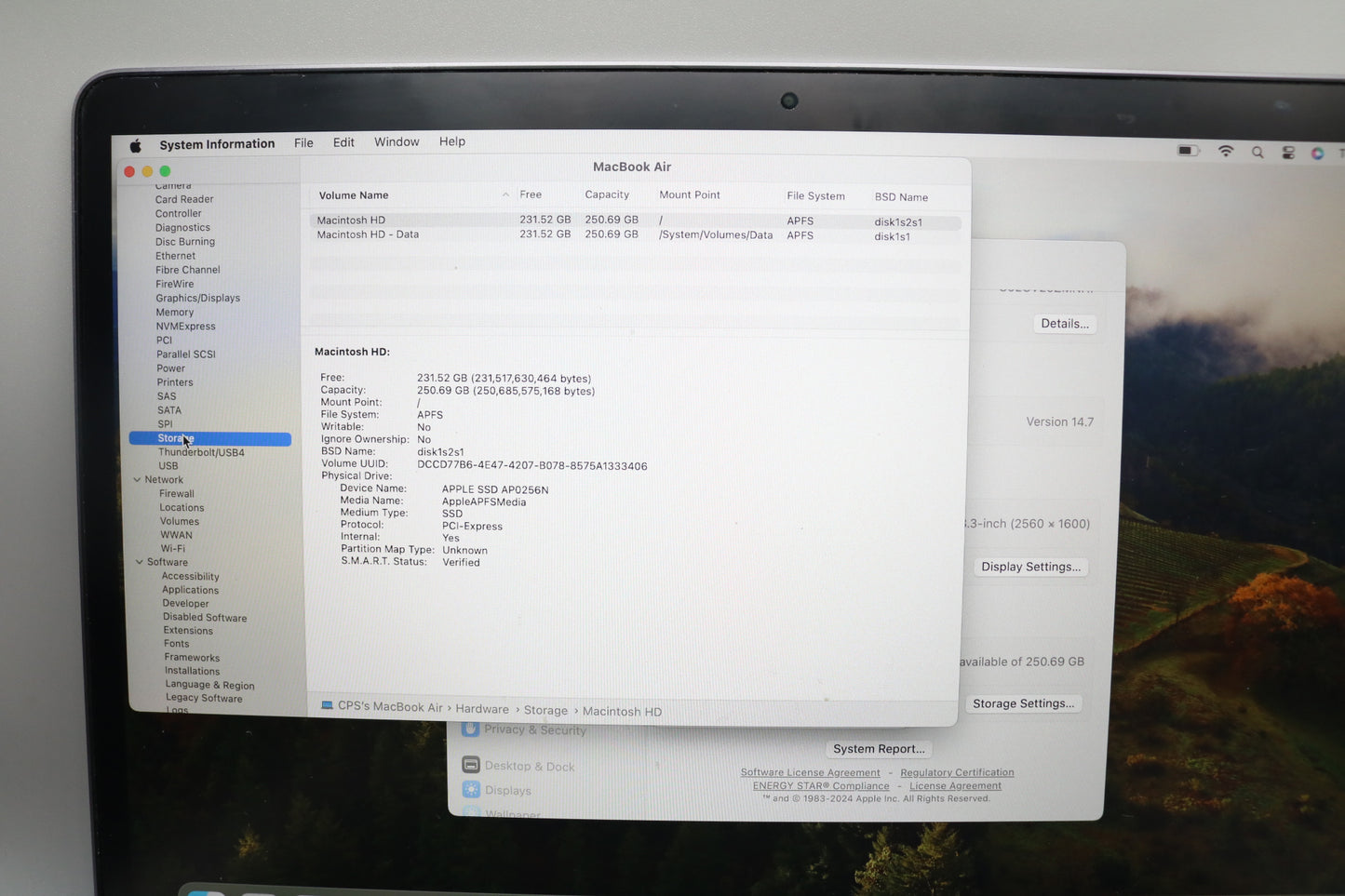2020 Apple MacBook Air A2179 13-Inch (8GB, 256 GB SSD)