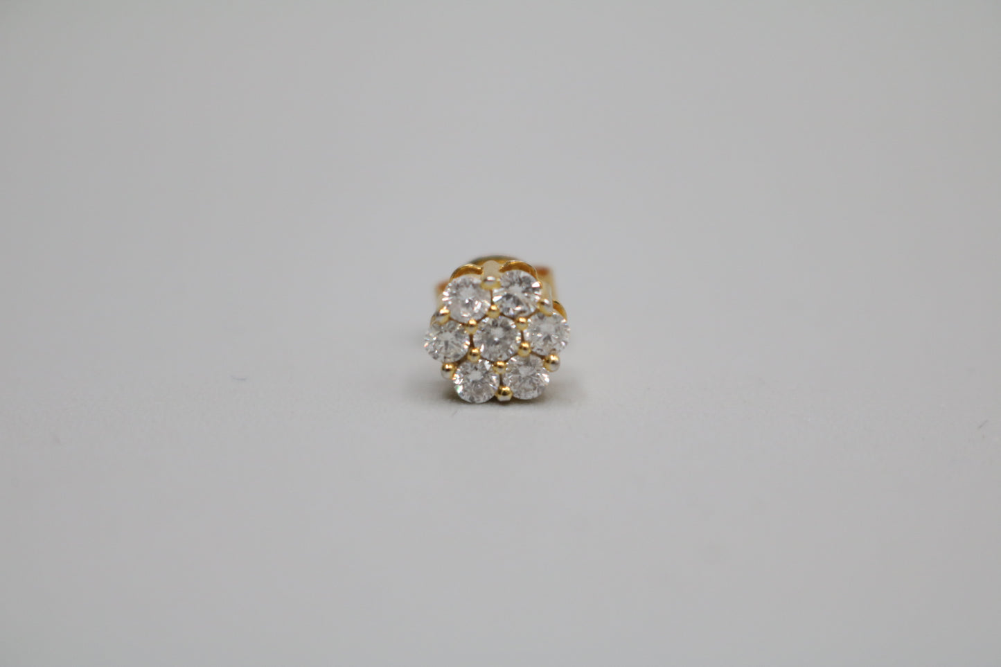 14K Yellow Gold Cluster Diamond Single Stud Earring (.49 CTW)