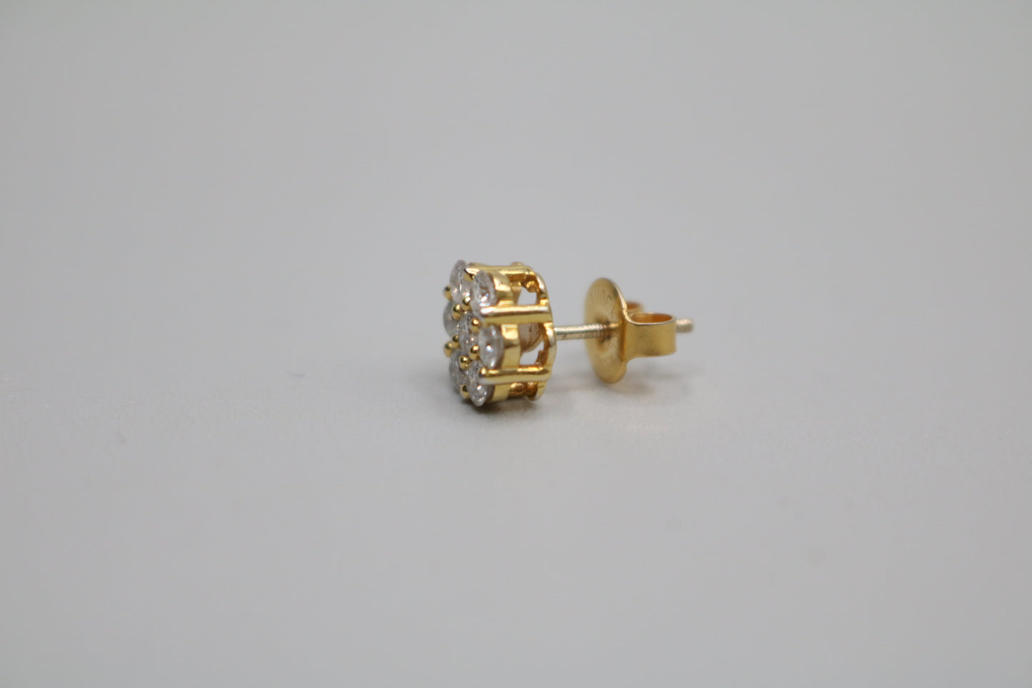 14K Yellow Gold Cluster Diamond Single Stud Earring (.49 CTW)
