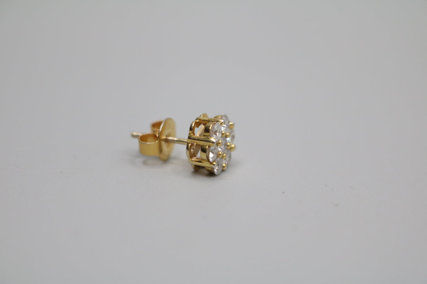 14K Yellow Gold Cluster Diamond Single Stud Earring (.49 CTW)