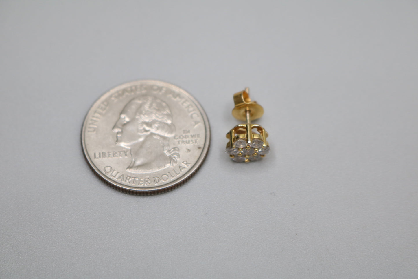 14K Yellow Gold Cluster Diamond Single Stud Earring (.49 CTW)