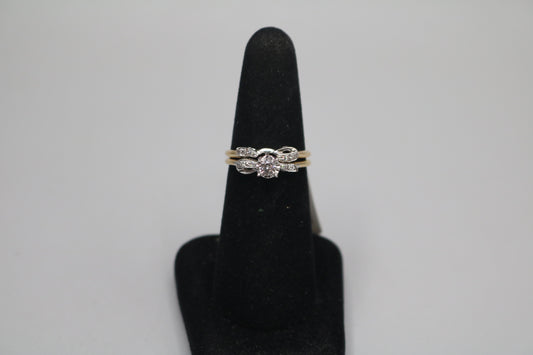 14K Yellow Gold Fancy Two-Row Diamond Bow-tie Ring (Size 6 1/2)