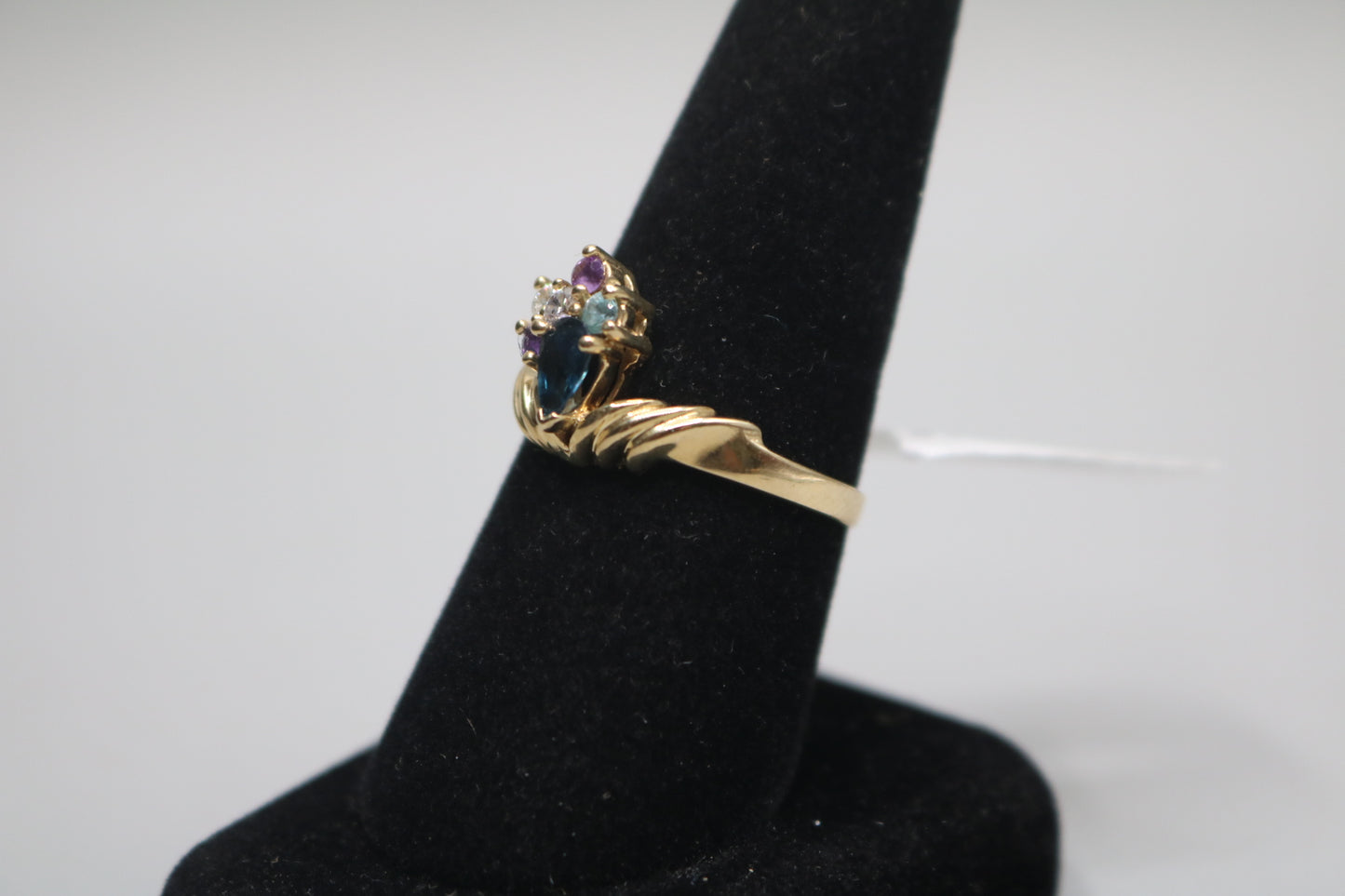 14K Yellow Gold Fancy Diamond and Sapphire Promise Ring (Size 9)