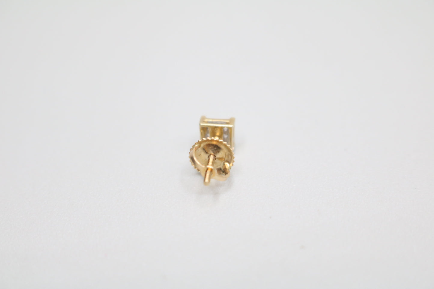 10K Yellow Gold Diamond Square Face Single Stud Earring (0.045CTW)