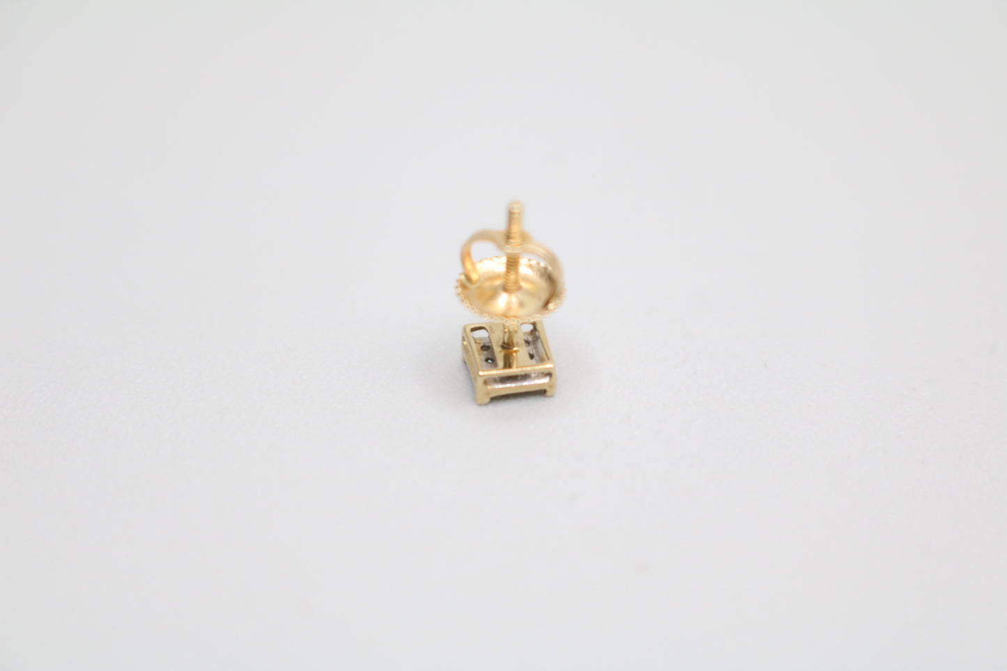 10K Yellow Gold Diamond Square Face Single Stud Earring (0.045CTW)