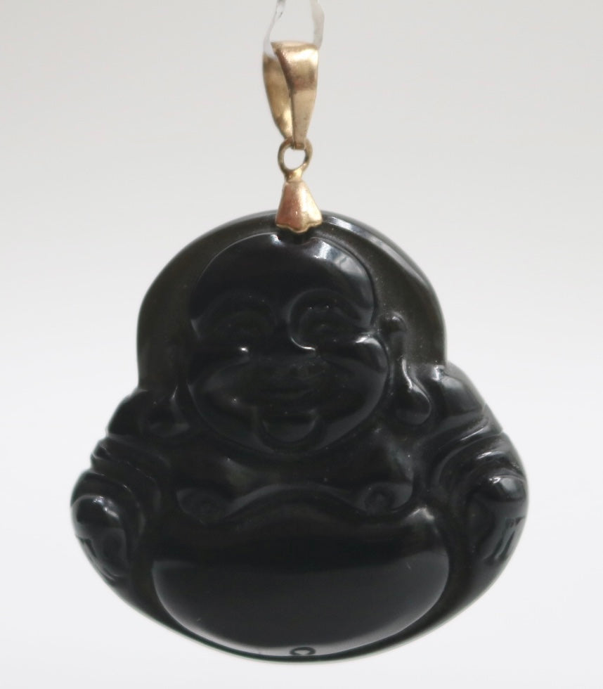 10K Yellow Gold Black Jade Buddha Charm (7.8 Grams)