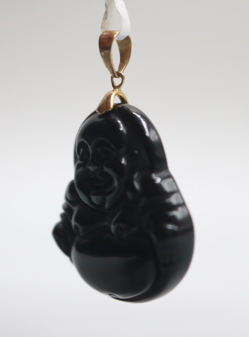 10K Yellow Gold Black Jade Buddha Charm (7.8 Grams)