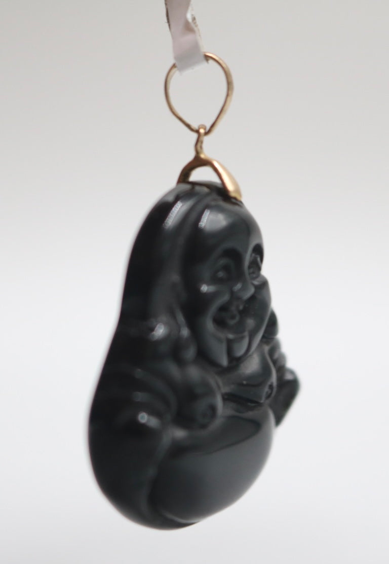 10K Yellow Gold Black Jade Buddha Charm (7.8 Grams)