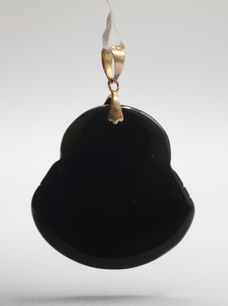 10K Yellow Gold Black Jade Buddha Charm (7.8 Grams)