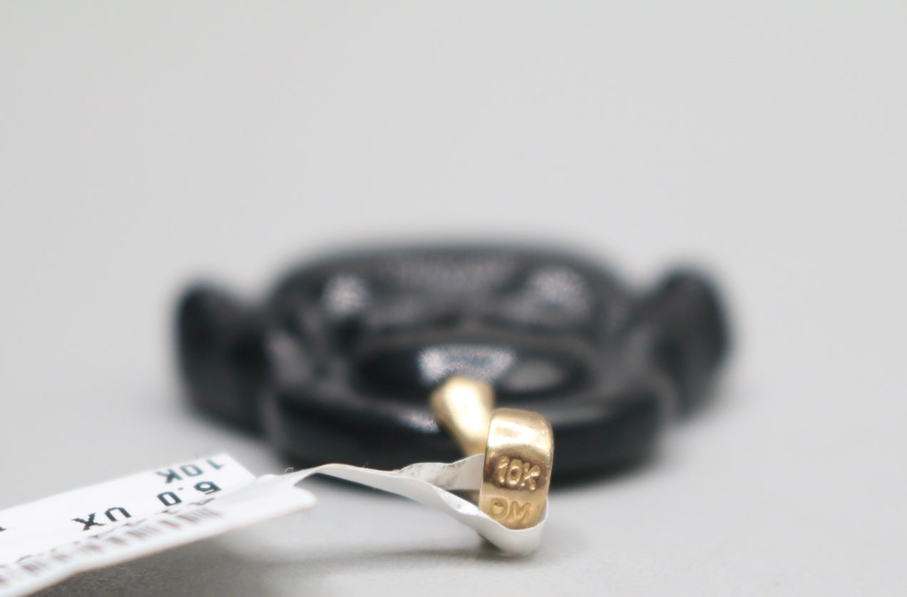 10K Yellow Gold Black Jade Buddha Charm (7.8 Grams)