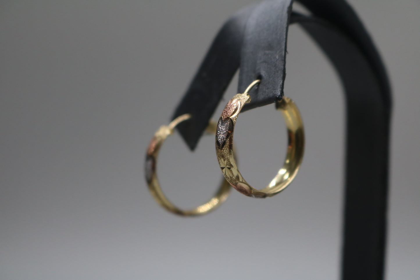 10K Three-Toned Fancy Hoop Style Earrings (3.2 Grams)