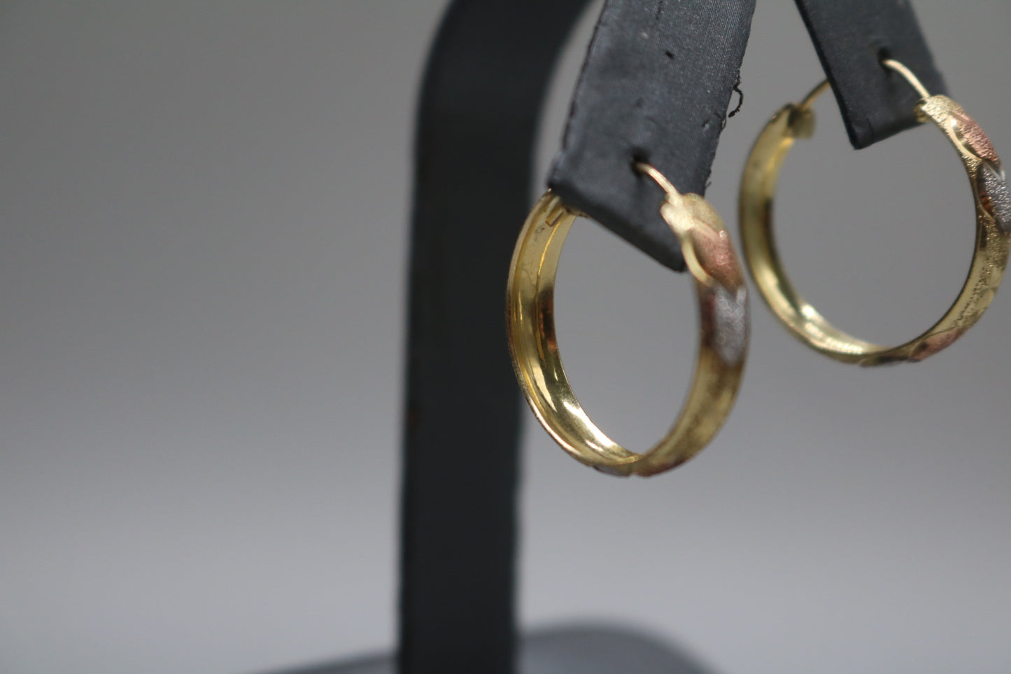 10K Three-Toned Fancy Hoop Style Earrings (3.2 Grams)