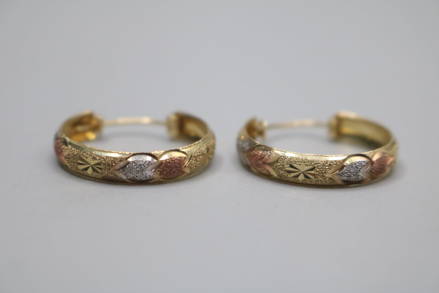10K Three-Toned Fancy Hoop Style Earrings (3.2 Grams)