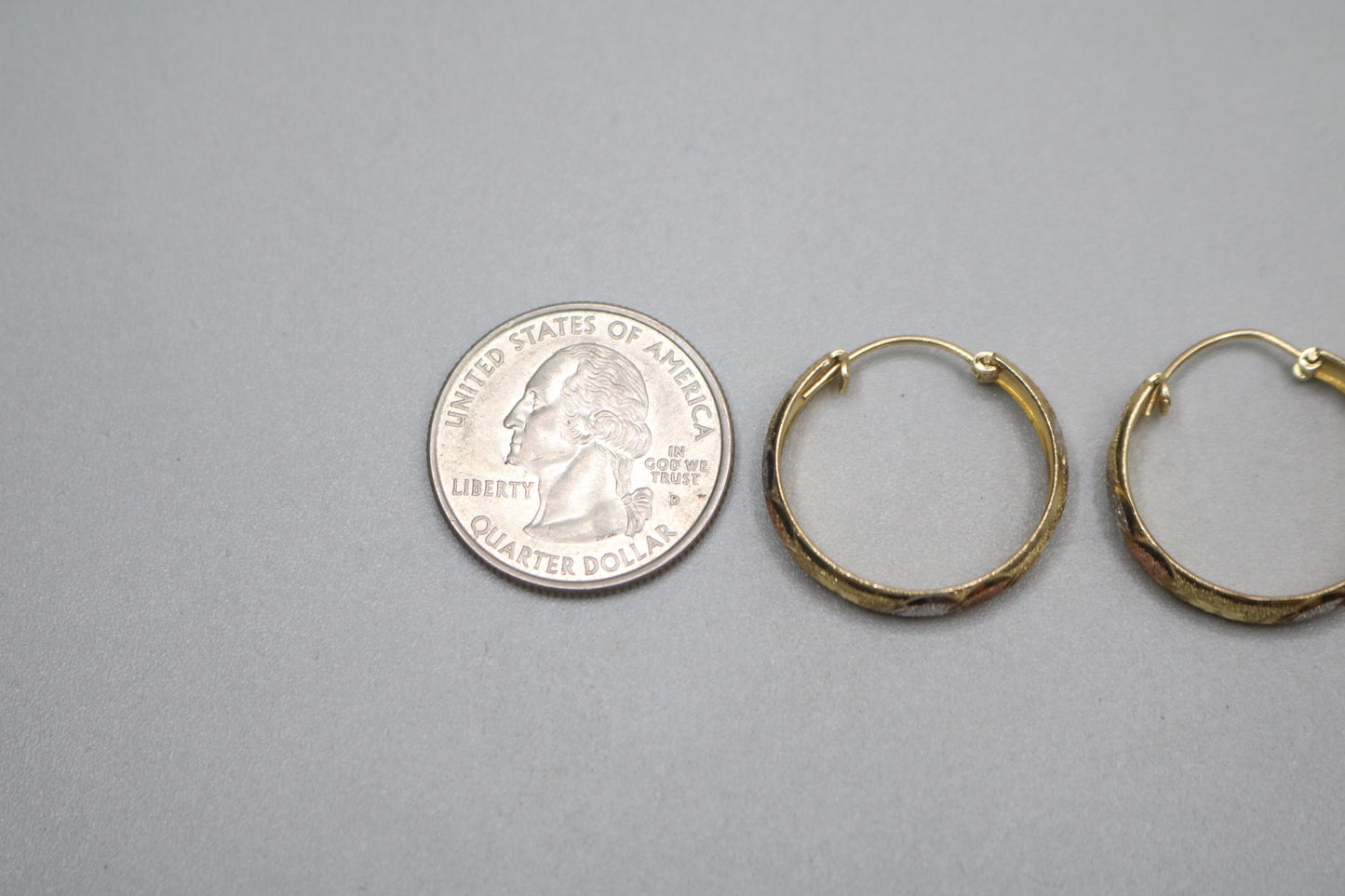 10K Three-Toned Fancy Hoop Style Earrings (3.2 Grams)