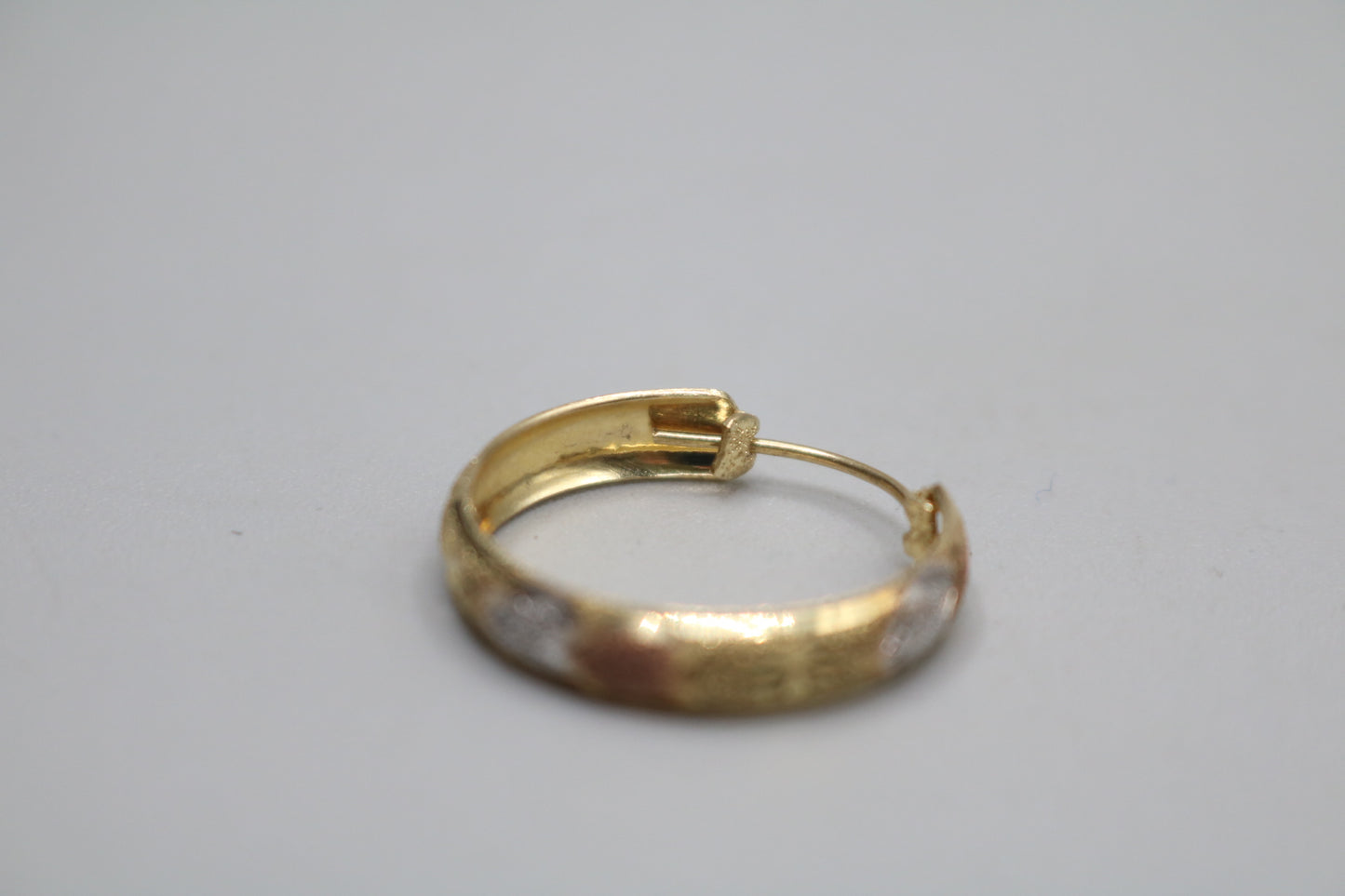 10K Three-Toned Fancy Hoop Style Earrings (3.2 Grams)
