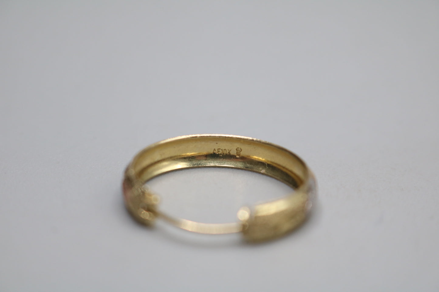 10K Three-Toned Fancy Hoop Style Earrings (3.2 Grams)