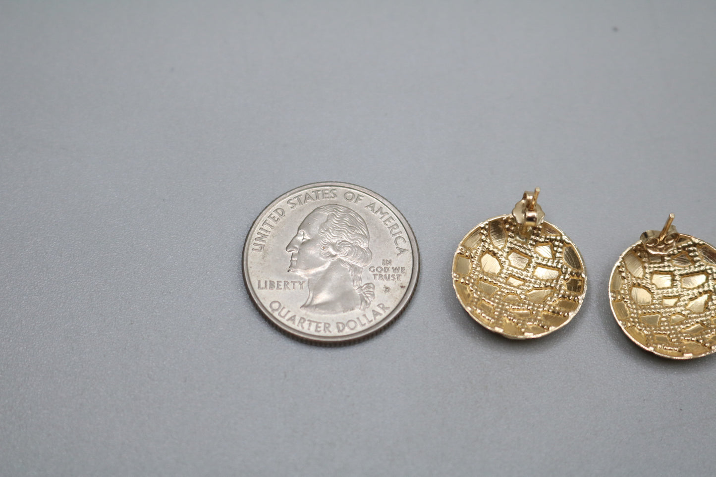 14K Yellow Gold Nugget Style Pair Earrings (3.8 Grams)