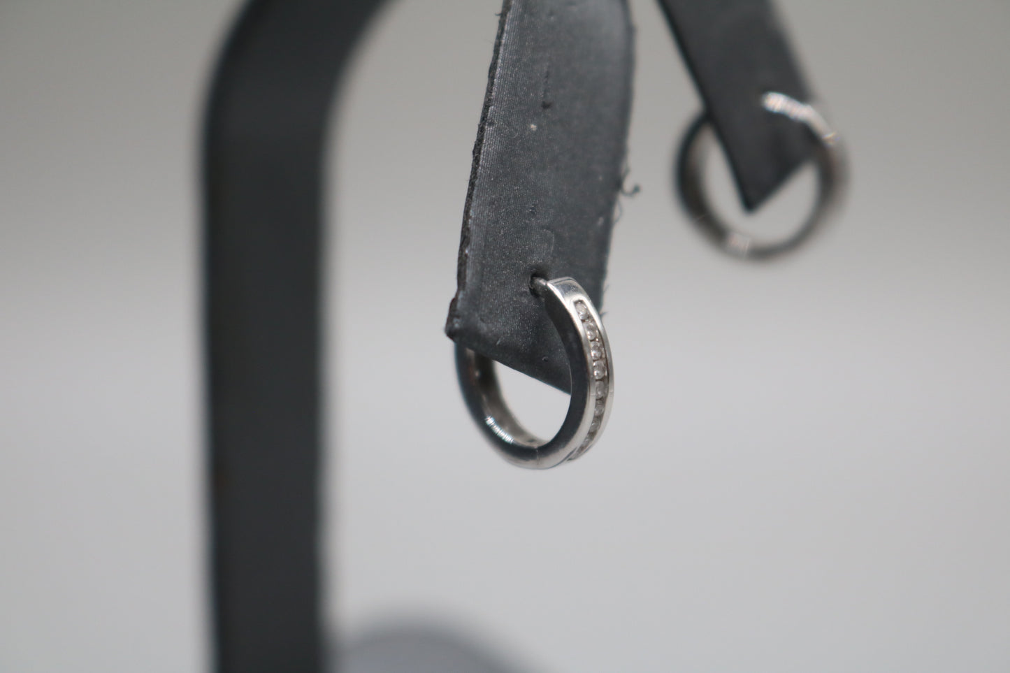14K White Gold Small Diamond Hoop Pair Earrings (2.0 Grams)