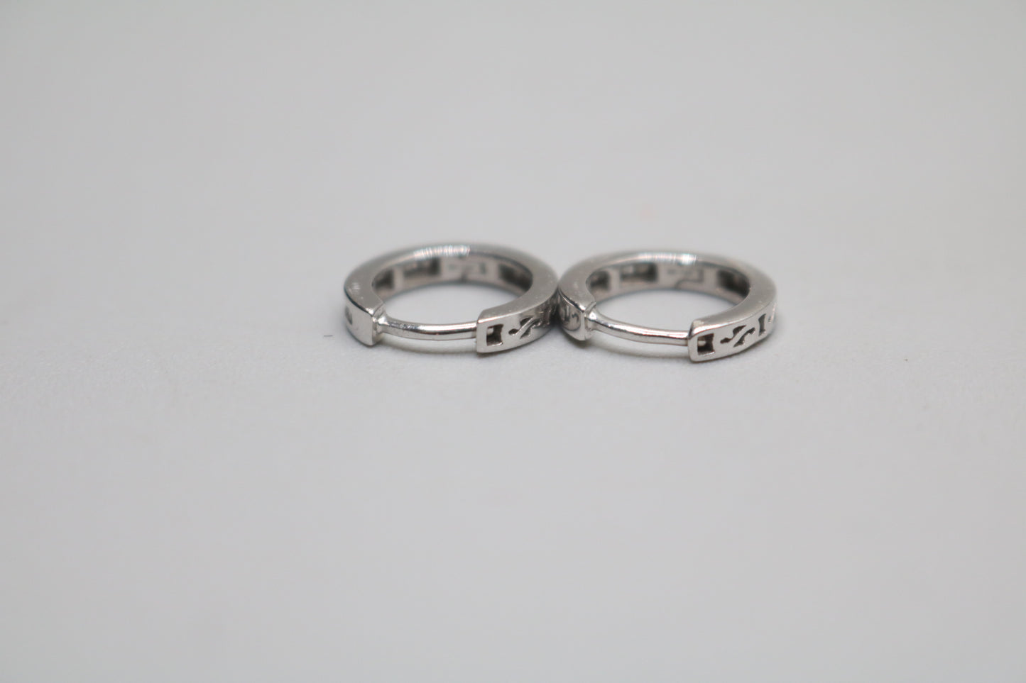 14K White Gold Small Diamond Hoop Pair Earrings (2.0 Grams)