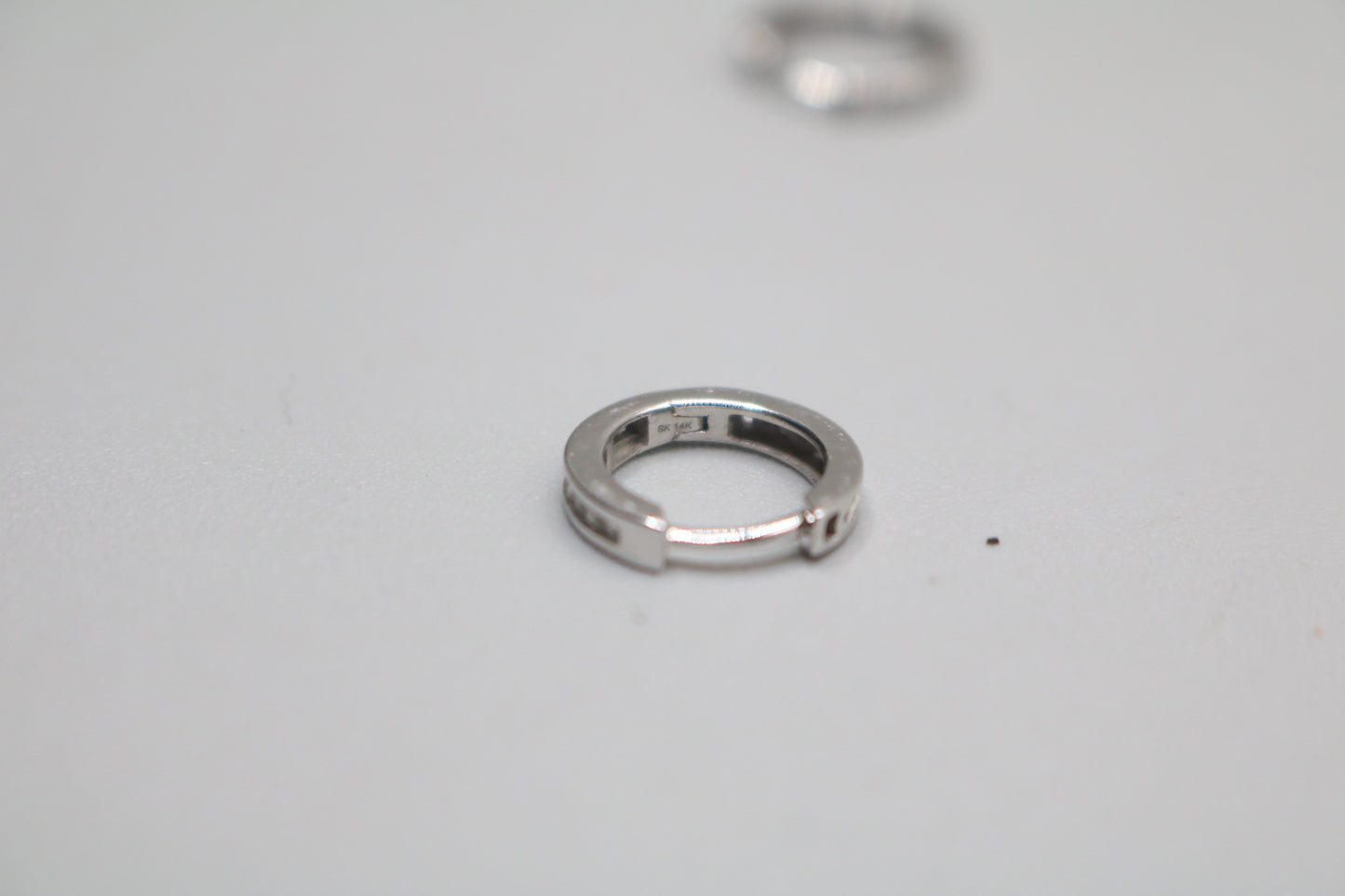 14K White Gold Small Diamond Hoop Pair Earrings (2.0 Grams)